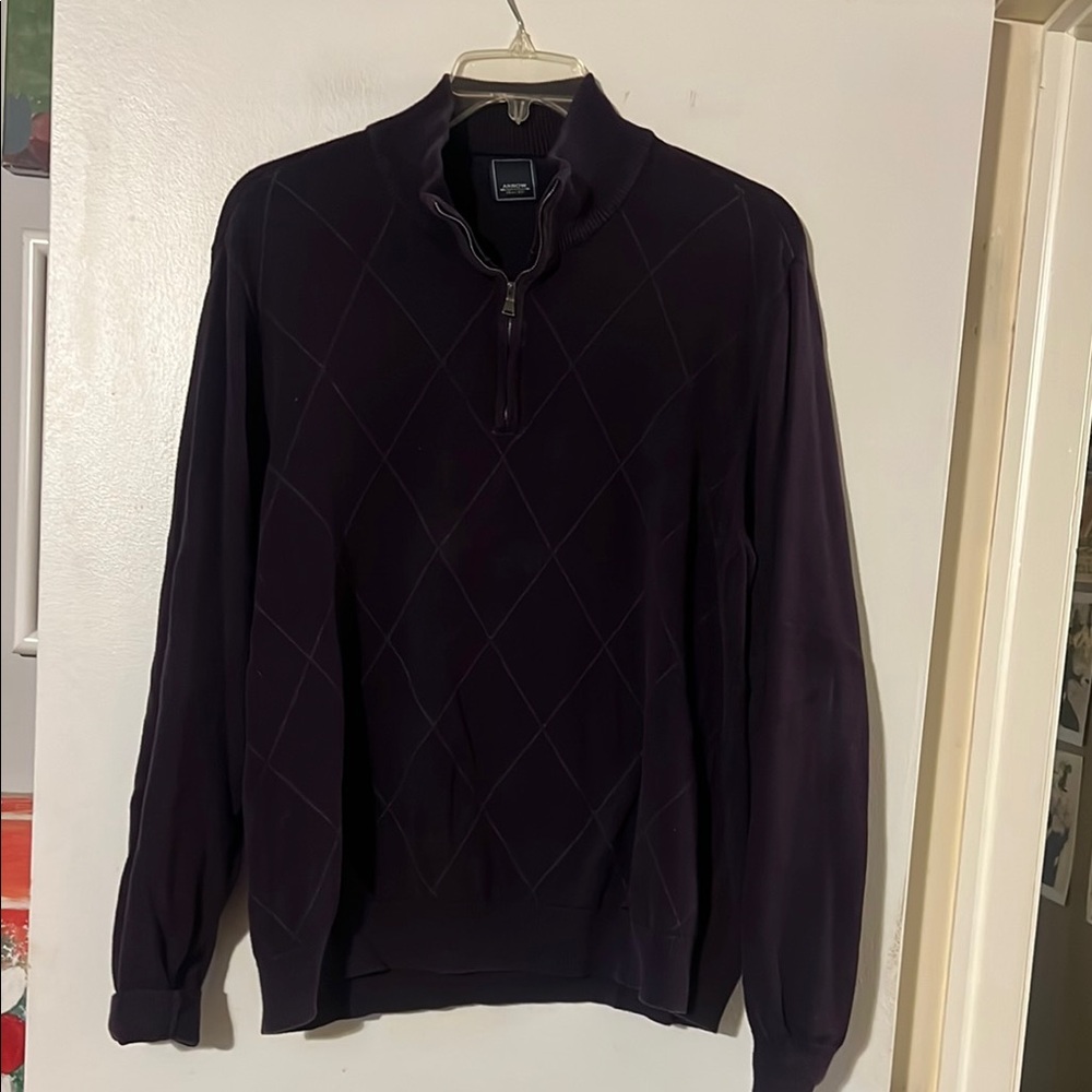 Arrow purple/gray 1/4 zip sweater. 100% cotton
